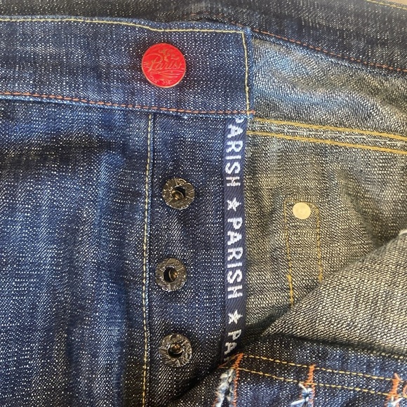 Parish Health Wealth &Wisdom Men’s Jeans Size 38 Dark Wash Button Fly Streetwear - Picture 15 of 16